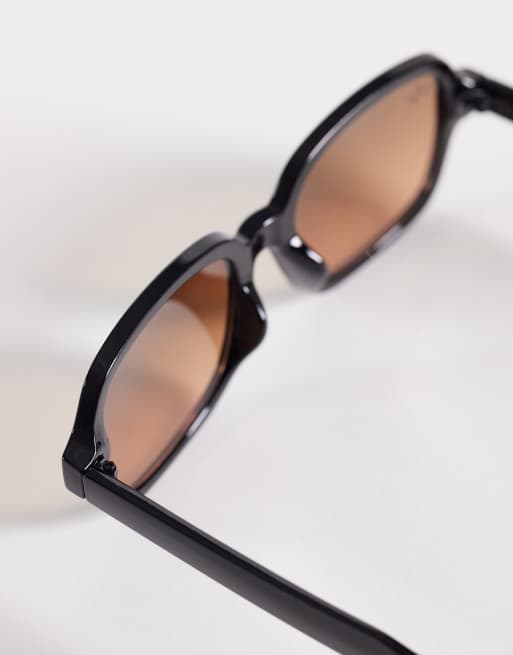 Jeepers Peepers square sunglasses in black with light brown lens, 2 of 3