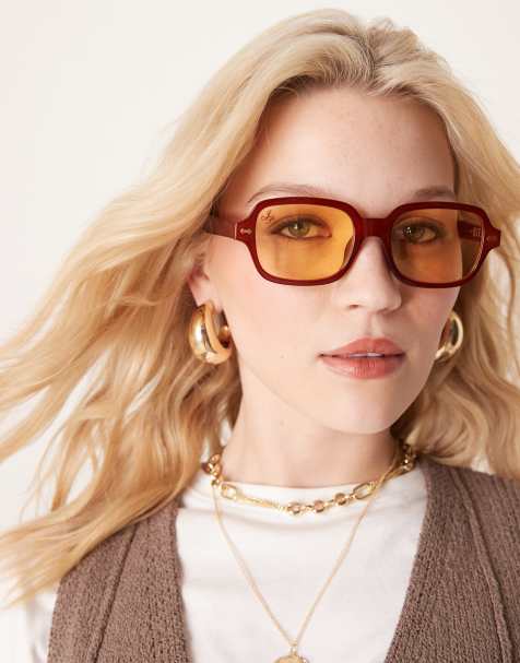 Jeepers Peepers square sunglasses in orange - view 1