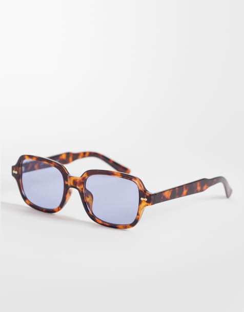Jeepers Peepers square sunglasses in tort with blue lenses - view 1