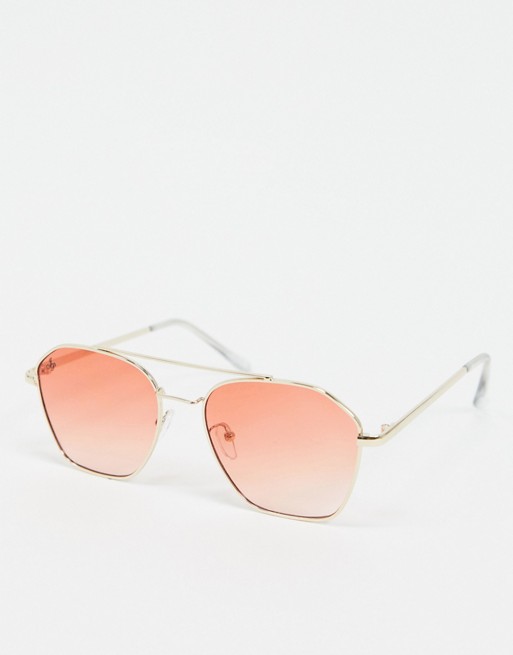 Jeepers Peepers square sunglasses with pink lens
