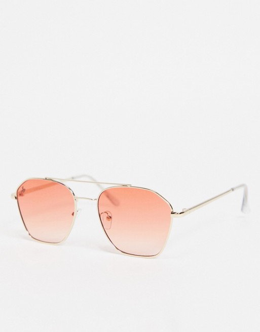 Jeepers Peepers square sunglasses with pink lens