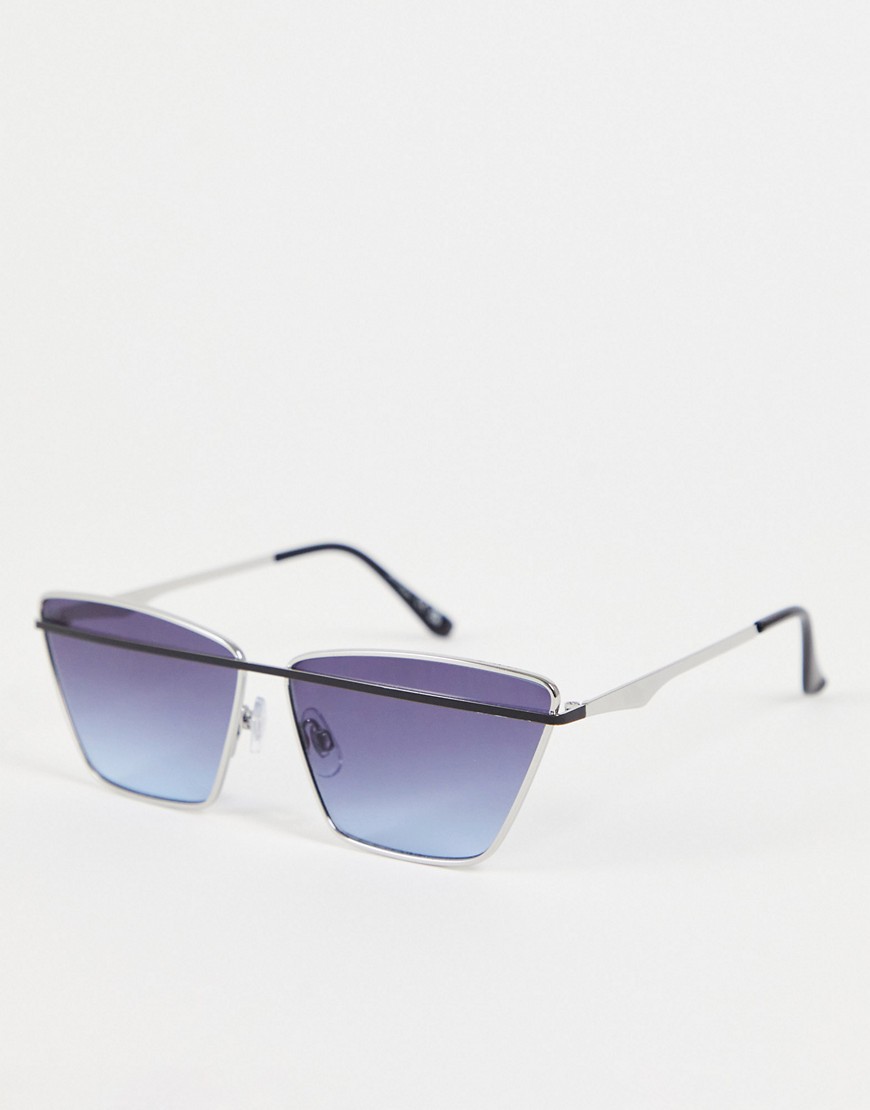 Jeepers Peepers Square Sunglasses With Silver Frame And Blue Lens