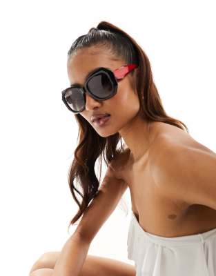 sunglasses in black with red detail