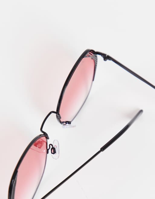 Jeepers Peepers – Svarta och rosa hexagonformade solglasögon, 4 av 4
