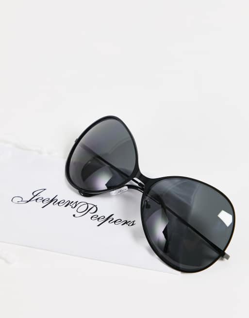 Jeepers Peepers – Svarta runda damsolglasögon i oversize, 4 av 4