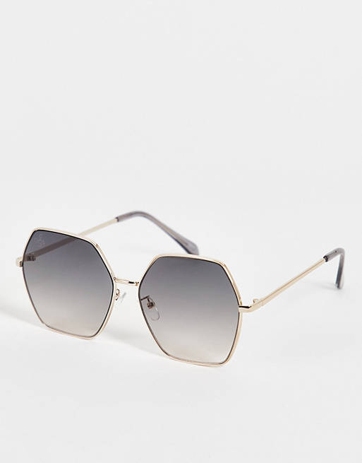 Jeepers Peepers – Svarta sexkantiga solglasögon med ombréeffekt på glasen