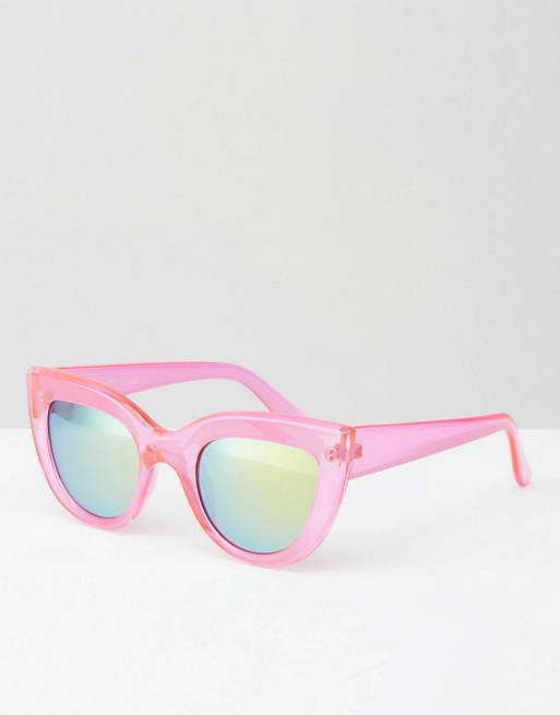 Jeepers Peepers thick frame cat eye sunglasses in pink