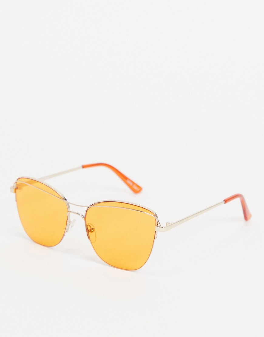 Jeepers Peepers unisex round sunglasses with orange lens in gold