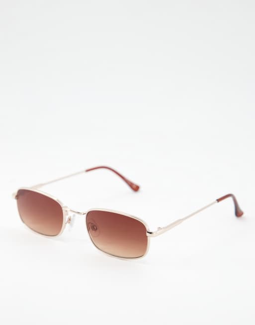 Jeepers Peepers unisex slim rectangle sunglasses in gold ASOS