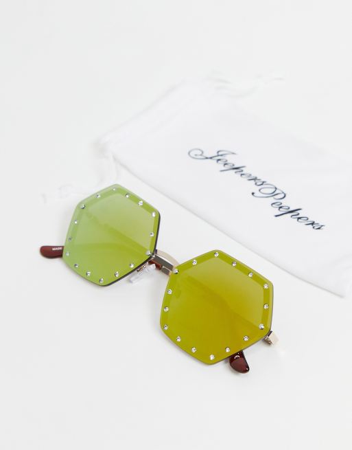 Jeepers Peepers - Vierkante zonnebril met siersteentjes voor dames