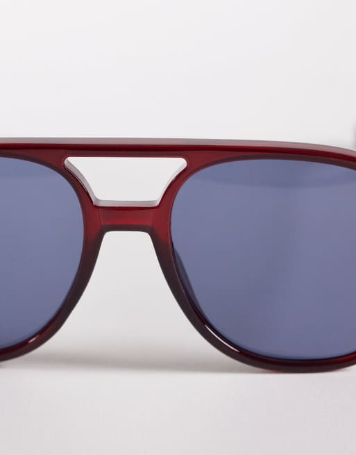 Jeepers Peepers – Vinröda pilotsolglasögon med blå glas , 2 av 3