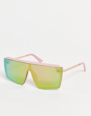 Jeepers Peepers visor sunglasses in pink mirror