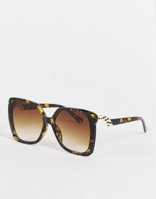 Jeepers Peepers womens 70s oversized square sunglasses in brown - ASOS Price Checker