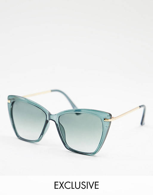 Jeepers Peepers womens cat eye sunglasses in green - exclusive to ASOS