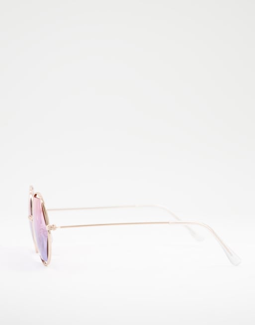 Jeepers Peepers women's hexagonal sunglasses in purple, 3 of 4