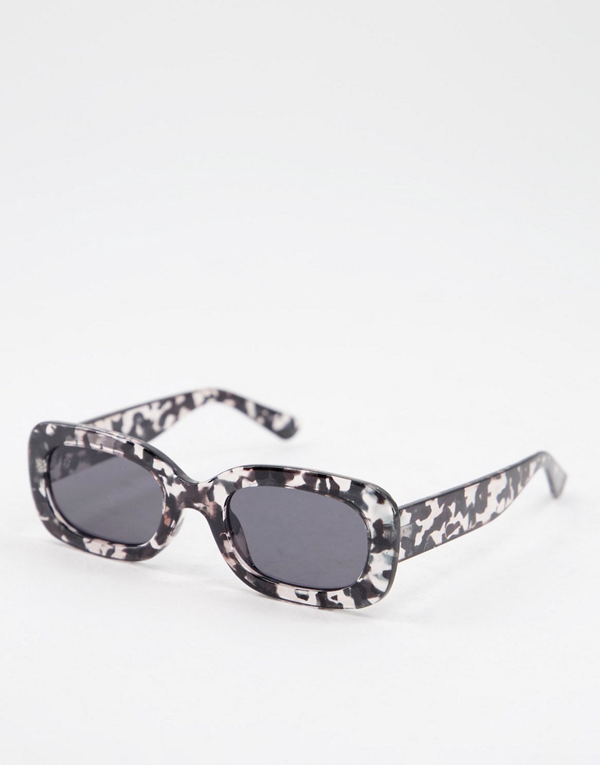 Jeepers Peepers womens oval round sunglasses with black ink pattern in transparent-Clear