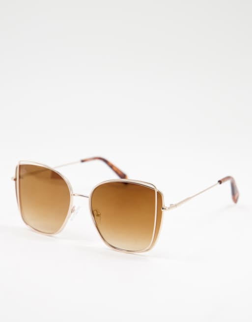 Jeepers Peepers womens oversized square sunglasses in gold ASOS