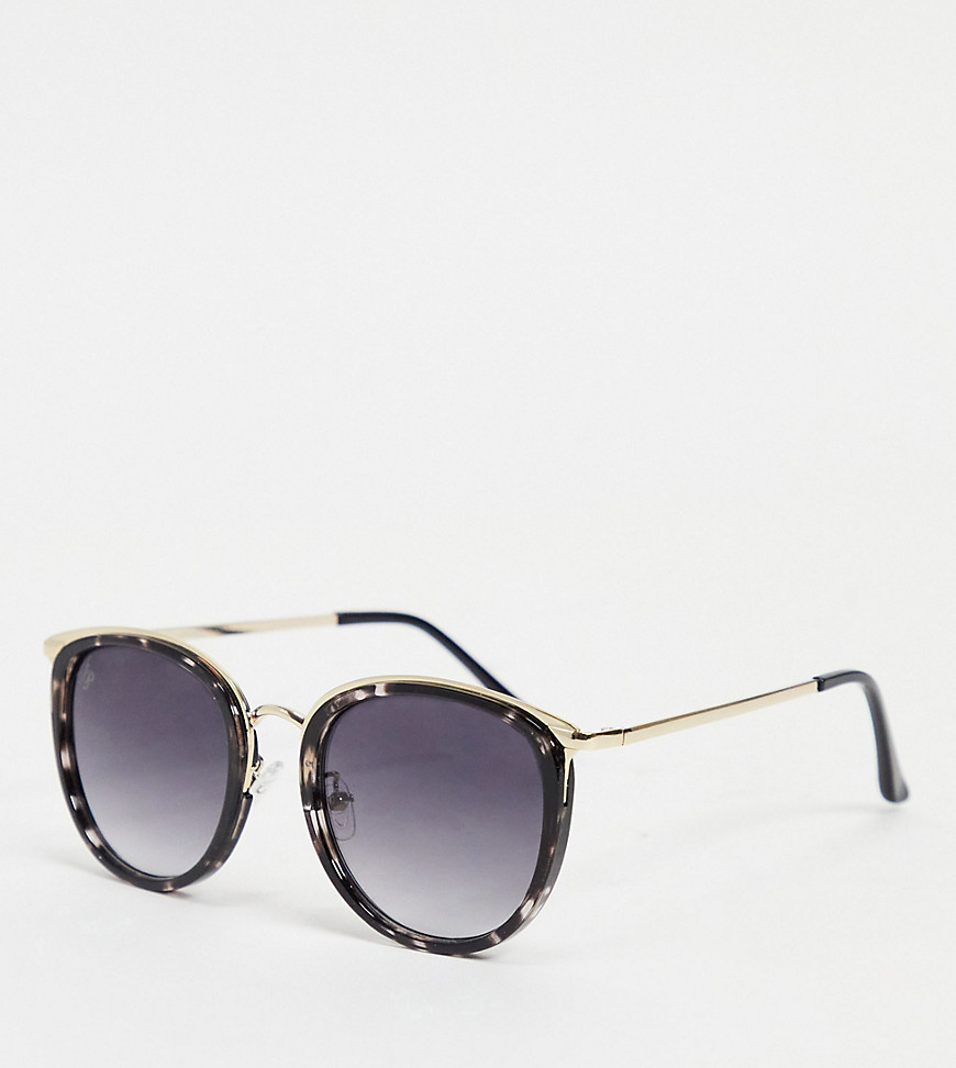 Jeepers Peepers womens round sunglasses in black/gray tort - exclusive to ASOS-Gold