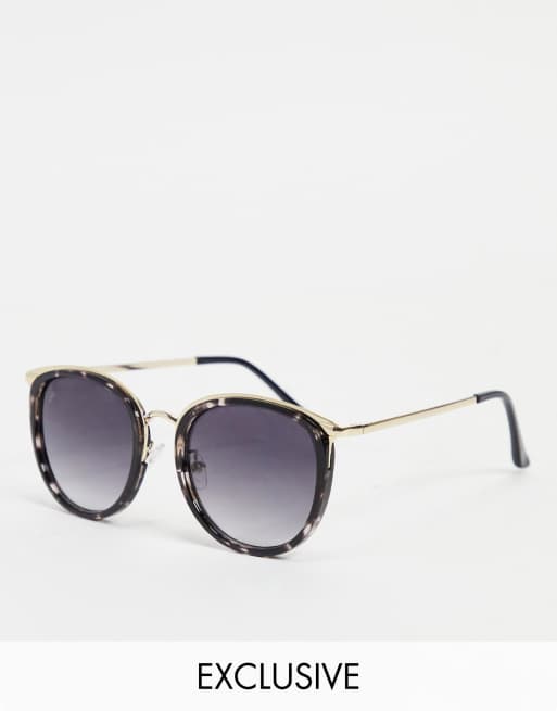 Jeepers Peepers womens round sunglasses in black/grey tort - exclusive to ASOS