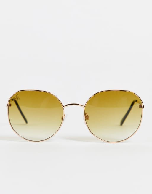 Jeepers Peepers womens round sunglasses in gold ASOS