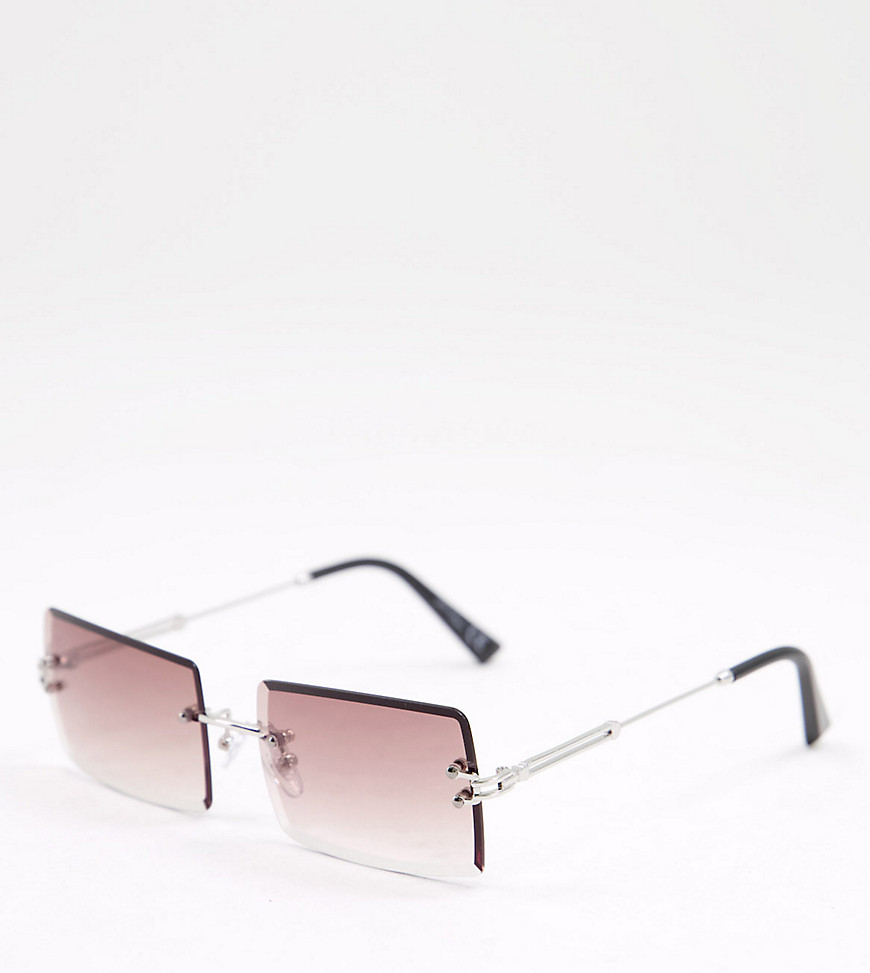 Jeepers Peepers womens square sunglasses in silver with pink lens - exclusive to ASOS