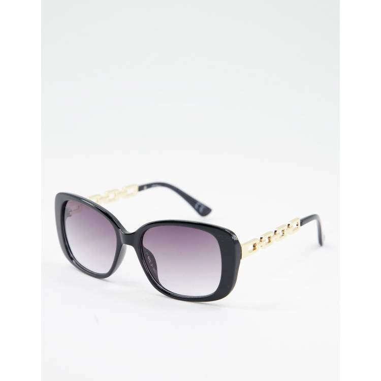 Square Sunglasses with Gold Chain Arms