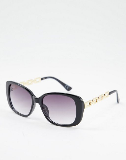 Fashion Sunglasses with Chain Arms and Gradient Lenses