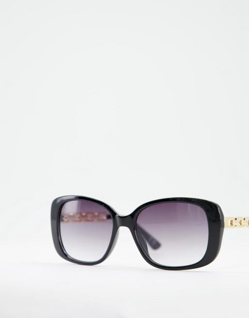 Square Sunglasses with Gold Chain Arms