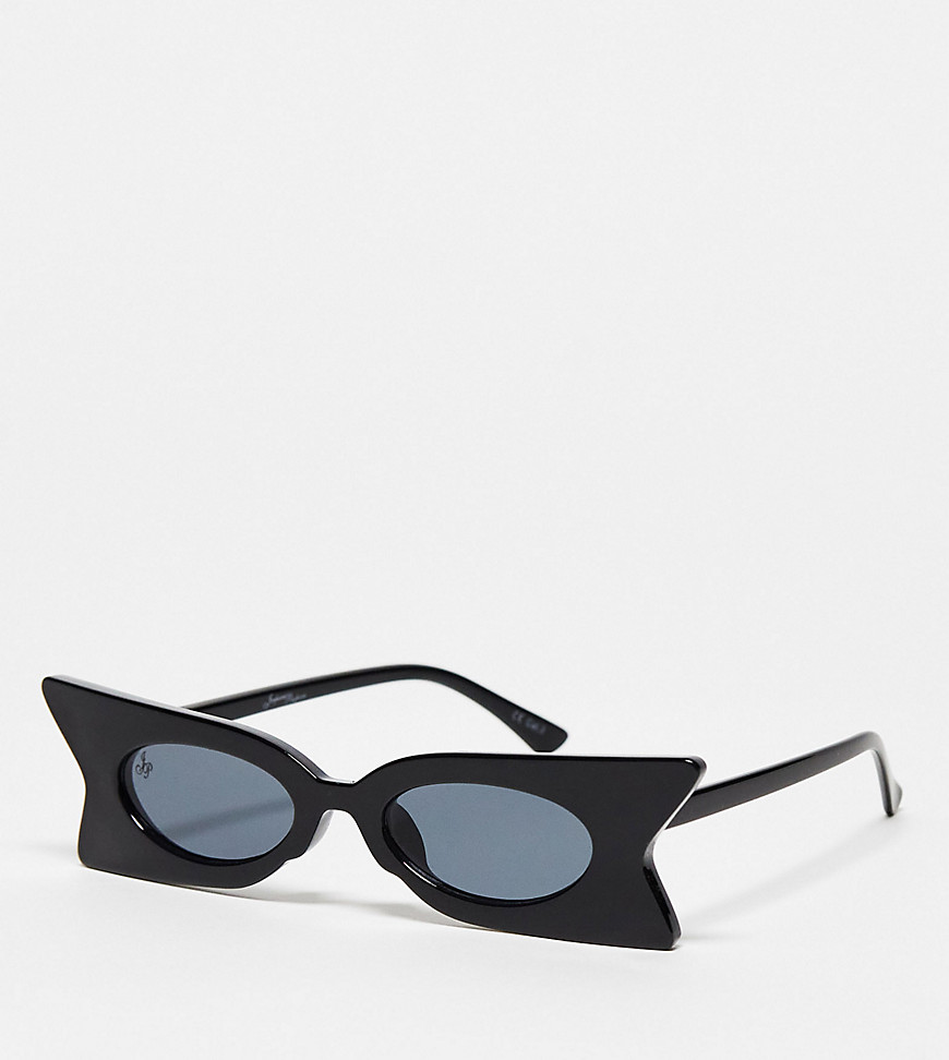 Jeepers Peepers x ASOS exclusive angular festival sunglasses in black