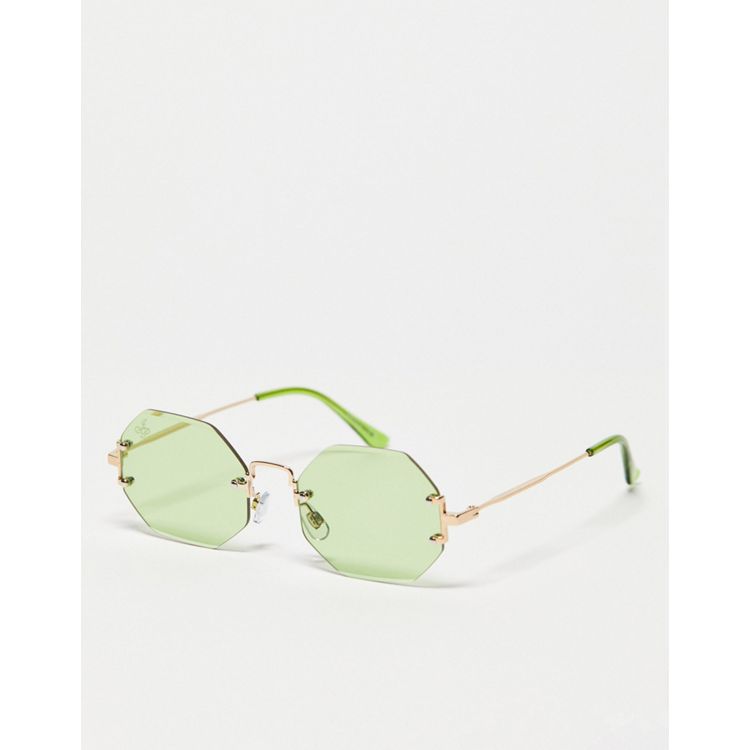 Jeepers Peepers x ASOS exclusive metal hex festival sunglasses in green lens