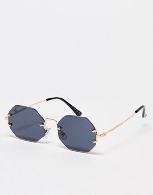 Jeepers Peepers x ASOS exclusive metal hex sunglasses in black lens