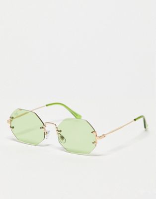 Jeepers Peepers x ASOS exclusive metal hex festival sunglasses in green lens