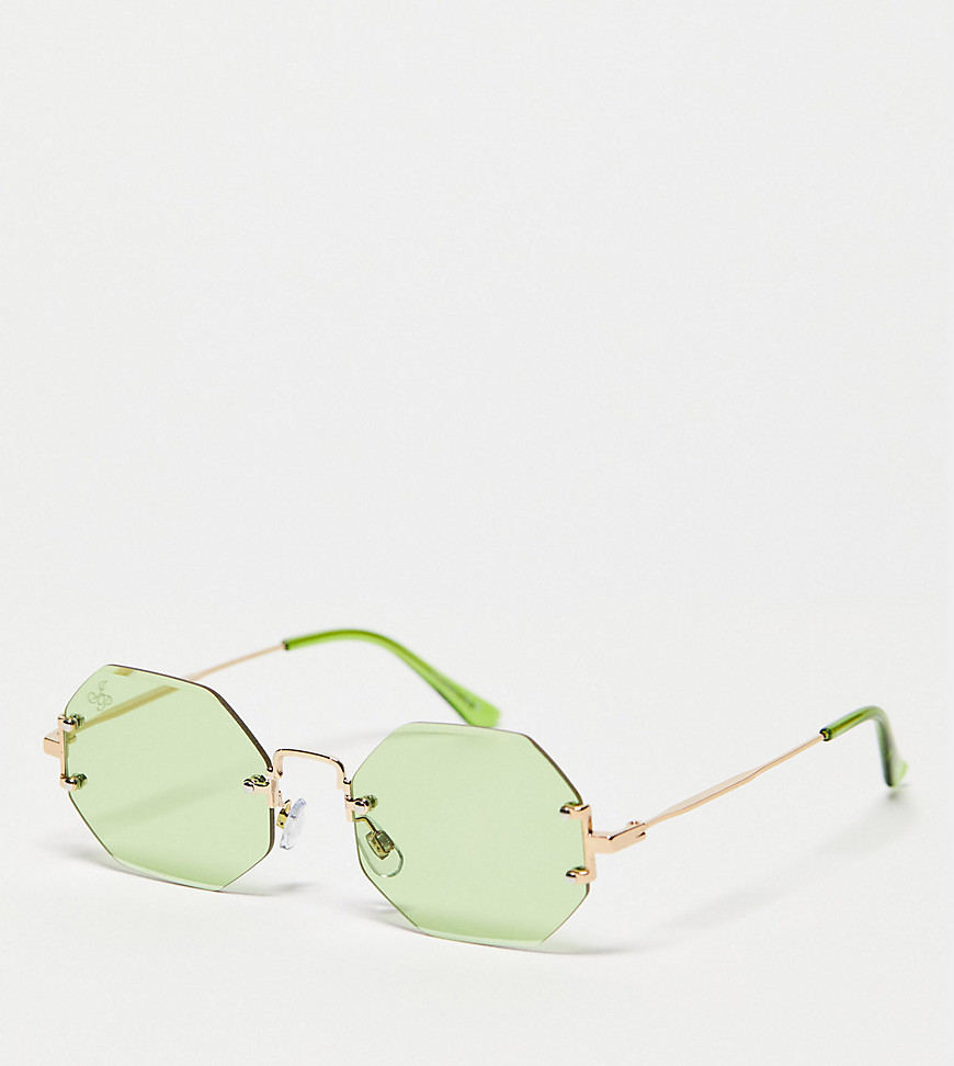 Jeepers Peepers x ASOS exclusive metal hex sunglasses in green lens