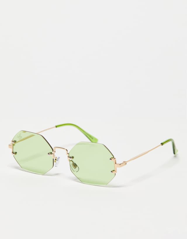 Jeepers Peepers x ASOS exclusive metal hex sunglasses in green lens