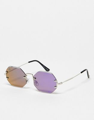 Jeepers Peepers x ASOS exclusive metal hex sunglasses in purple reflective lens - ASOS Price Checker