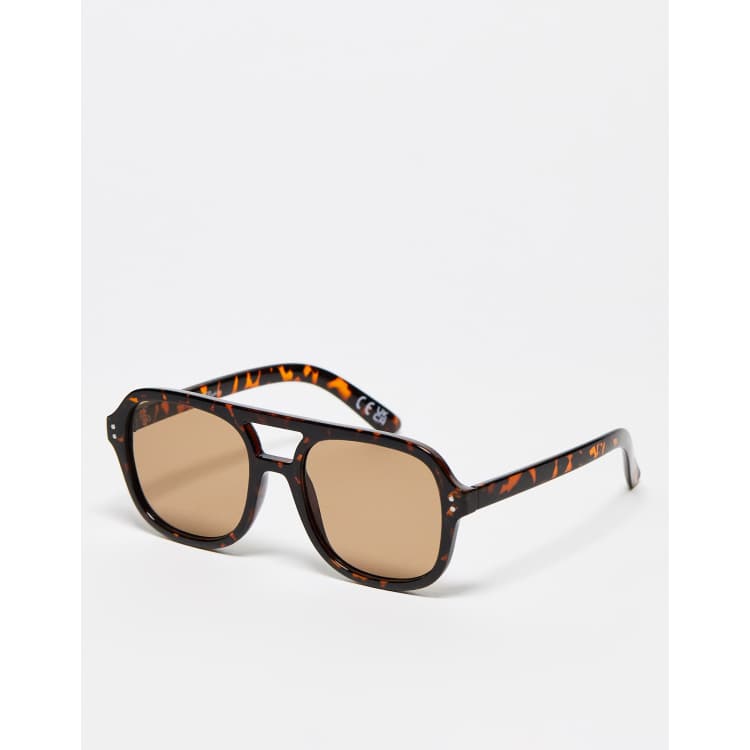 Jeepers Peepers x ASOS exclusive oversized aviator sunglasses in brown  tortoiseshell | ASOS