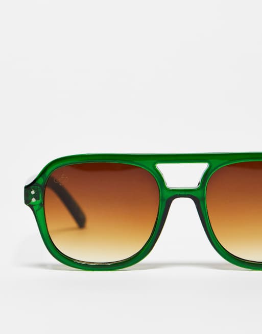 Jeepers Peepers Green Marble Arm Sunglasses