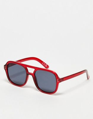 Jeepers Peepers x ASOS exclusive oversized aviator sunglasses in red