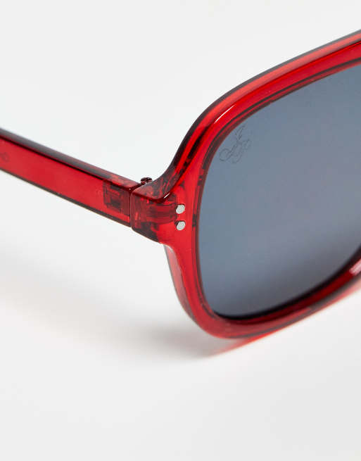 Jeepers Peepers x ASOS exclusive oversized aviator sunglasses in red