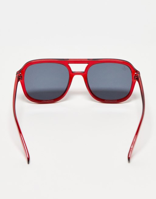 Jeepers Peepers x ASOS Exclusive - Oversized aviator zonnebril in rood, 2 van 4