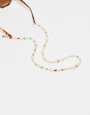 Jeepers Peepers X Asos Exclusive Pearl And Bead Sunglasses Chain In Multi