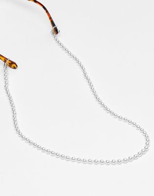 x ASOS exclusive pearl sunglasses chain in white