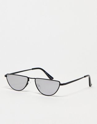 Jeepers Peepers x ASOS exclusive semi circle sunglasses in black reflective - ASOS Price Checker