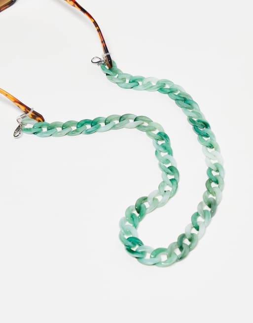 Jeepers Peepers x ASOS exclusive thick sunglasses chain in green marble