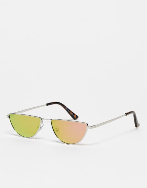 Jeepers Peepers x ASOS – Exklusive Festival-Sonnenbrille in reflektierendem Rosa mit halbrundem Gestell