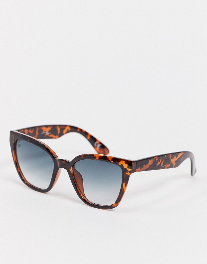 Jeepers Peepers x ASOS oversized cat eye sunglasses in tort with green lens-Brown