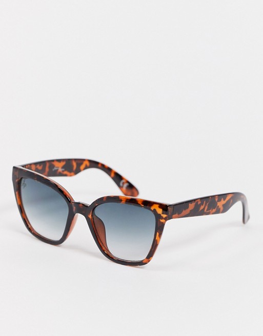 Jeepers Peepers x ASOS oversized cat eye sunglasses in tort with green lens