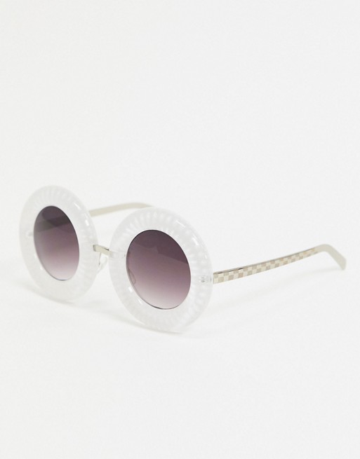 Jeepers Peepers x ASOS round sunglasses in white with chunky lens trim