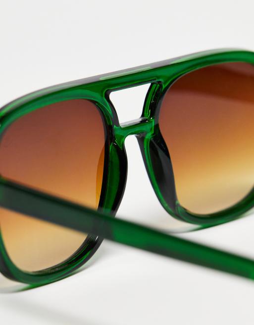 Jeepers Peepers x Exclusivité ASOS - Lunettes de soleil aviateur oversize - Vert, 3 de 4