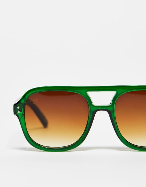 Jeepers Peepers x Exclusivité ASOS - Lunettes de soleil aviateur oversize - Vert, 4 de 4